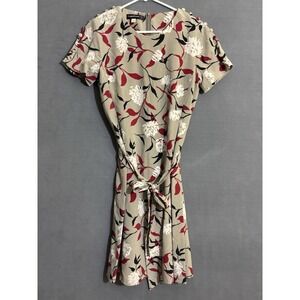 Louis Feraud Vintage Dress Floral Size 6 Red Black Silk Classic Timeless